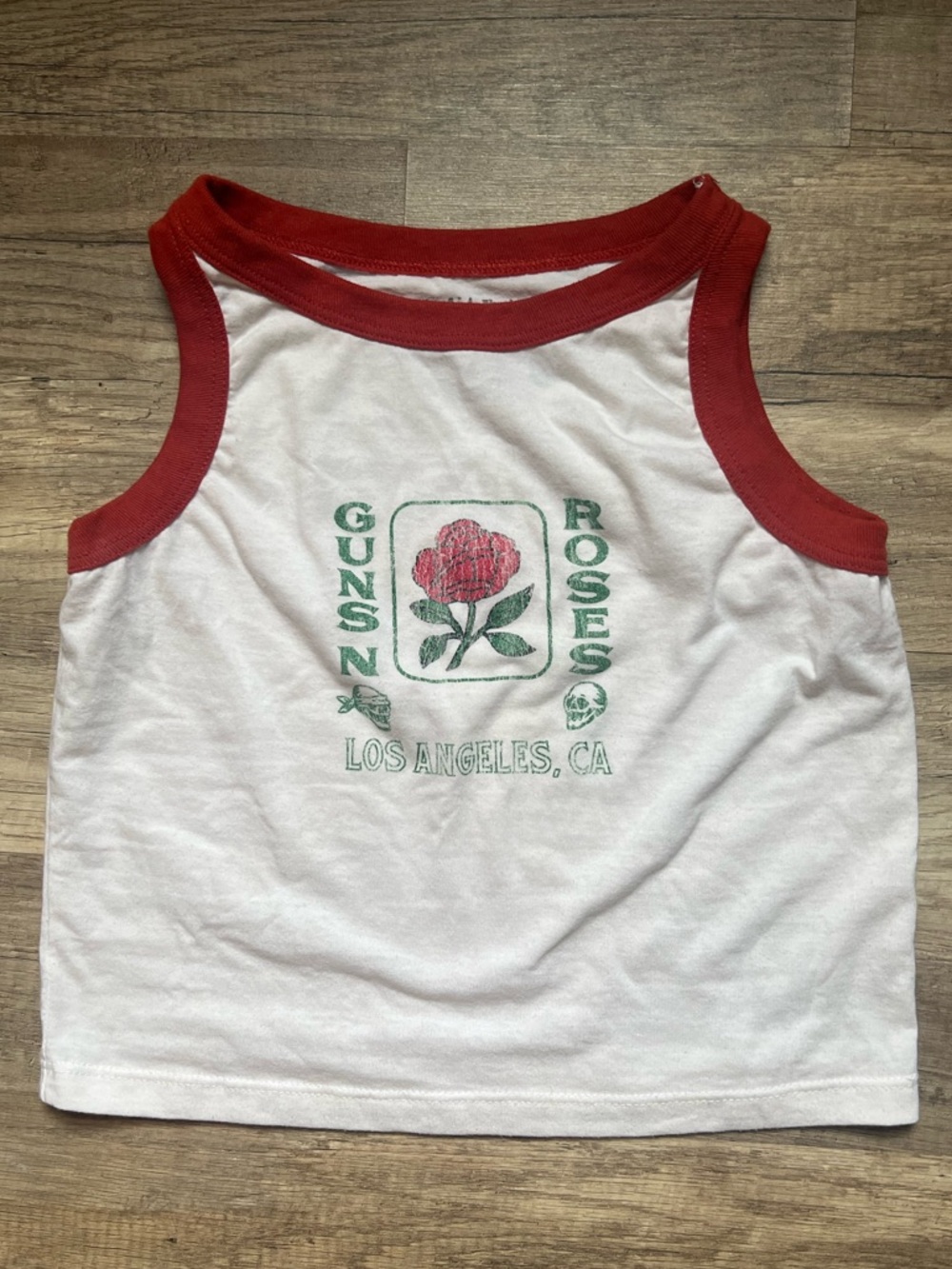 White & Red Graphic Tank Top - Guns N Roses